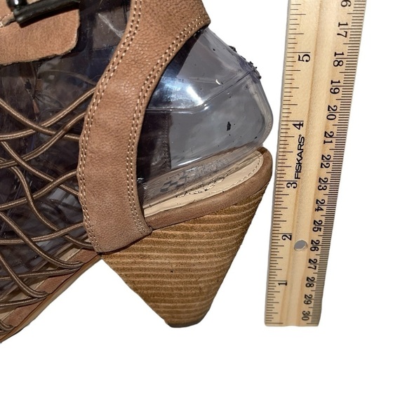Vince Camuto Women's Sandals Size 8.5 Tan Gladiator "Evel" Leather Block Heel - Picture 7 of 8